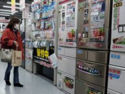 Una mujer observa frigor&iacute;ficos en un comercio de Tokio (Jap&oacute;n).