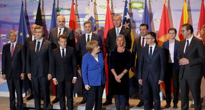 Foto de familia de la cumbre de los Balcanes en Berlín, el pasado lunes.