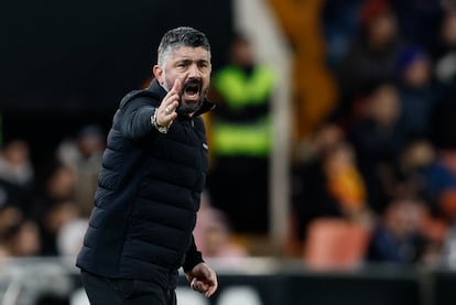 Gennaro Gattuso, en el partido contra el Almería en Mestalla.