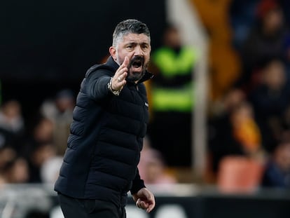 Gennaro Gattuso, en el partido contra el Almería en Mestalla.