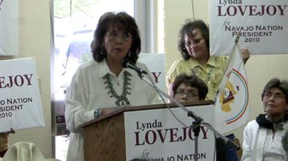 Lynda Lovejoy, durante el discurso de presentación de su candidatura