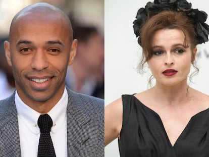 El futbolista Thierry Henry, la actriz Helena Bonham Carter y el cantante Harry Styles. 