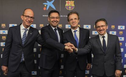 Cardoner, Bartomeu, Gual i Giró, després de la signatura de l'acord.