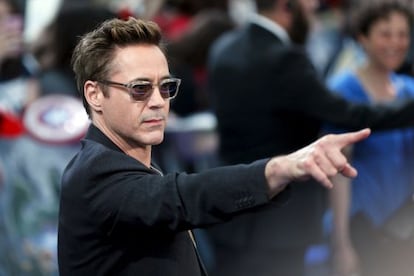 Robert Downey Jr, durante a estreia dos Vingadores.