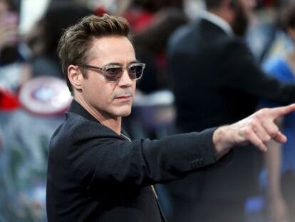 Robert Downey Jr, durante a estreia dos Vingadores.