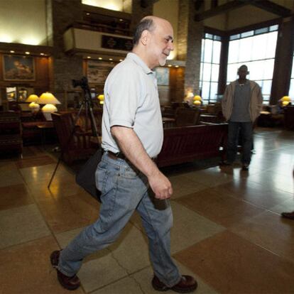 El presidente de la Reserva Federal de EE UU, Ben Bernanke,  ayer en la reunión de Jackson Hole (Wyoming).