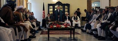 Reunión del Consejo de Paz, hoy en Kabul, presidida por Hamid Karzai.