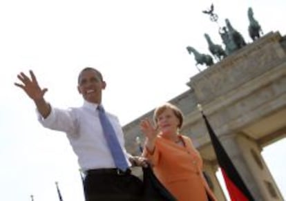 El presidente de EE UU, Barack Obama, y la canciller alemana, Angela Merkel, en Berlin