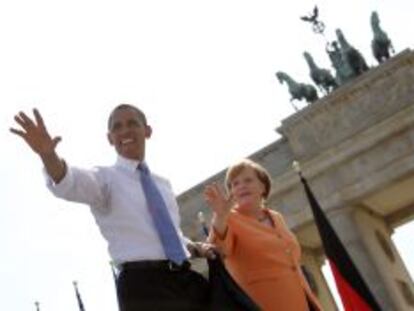 El presidente de EE UU, Barack Obama, y la canciller alemana, Angela Merkel, en Berlin