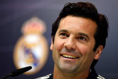 Solari, durante su primera rueda de prensa en el Real Madrid.