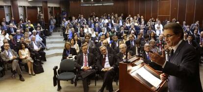 Artur Mas, durante un momento de la conferencia que ha pronunciado en hoy en la facultad de Derecho de Tel Aviv.