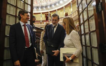 Rafael Hernando, Mariano Rajoy y Ana Pastor, en una imagen de archivo.