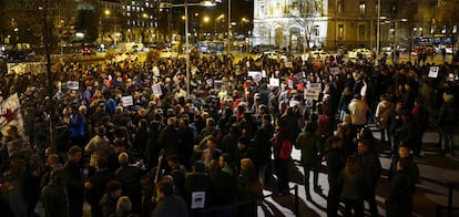 La plaza de Cibeles de Madrid, frente al Ayuntamiento, este miércoles.