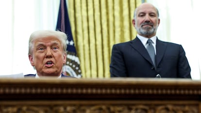 U.S. President Donald Trump speaks from the Oval Office of the White House, on February 15.