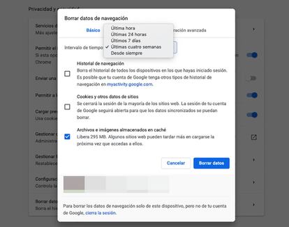 Borrar el historial de navegación de Chrome, selectivamente.