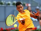 Auger-Aliassime, durante el partido contra Shapovalov en Madrid.