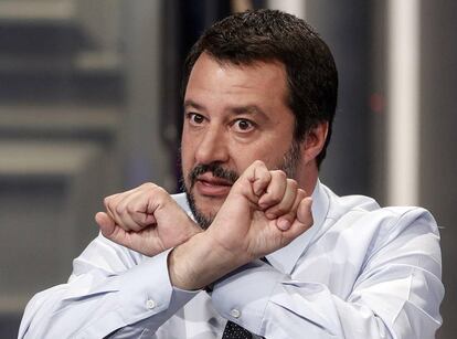 Matteo Salvini gesticula en una entrevista televisiva la semana pasada. 