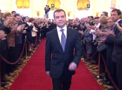 Dmitri Medvédev durante la ceremonia de investidura en el Palacio del Kremlin.