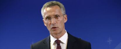 El nuevo secretario general de la OTAN, Jens Stoltenberg, en su comparecencia ante los medios.