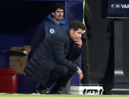 Simeone, durante el último partido entre el Atlético de Madrid y el Granada disputado en el Wanda Metropolitano.