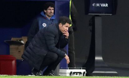 Simeone, durante el último partido entre el Atlético de Madrid y el Granada disputado en el Wanda Metropolitano.