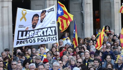 Manifestación de apoyo a los presos políticos en Barcelona.