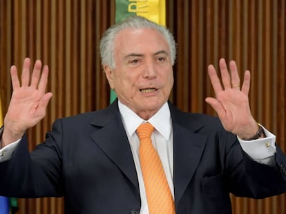 President Michel Temer announces the privatization plan on Tuesday.