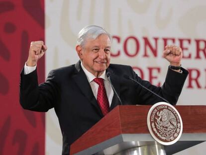 Andrés Manuel López Obrador, este martes durante la rueda de prensa matutina. 