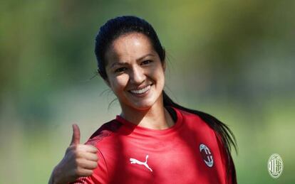 Lady Andrade durante un entrenamiento del Milan.