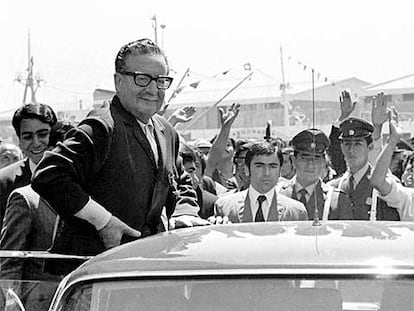 El presidente chileno Salvador Allende, en un acto público en Valparaíso.