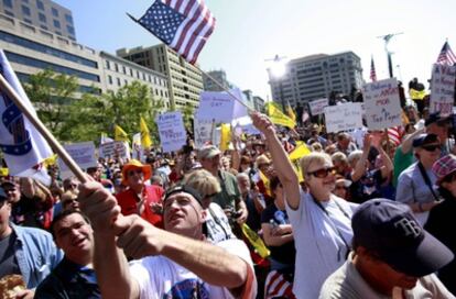 Seguidores del movimiento Tea Party en Washington.