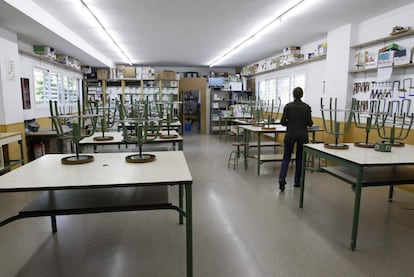 Un aula de un instituto de Madrid.