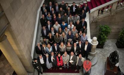 Foto de família de 60 dels 62 diputats de Junts pel Sí.