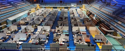 El estadio Cincuentenario de Formosa, convertido en centro de aislamiento por la pandemia.