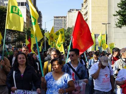 Marcha de la UP, en Bogotá.