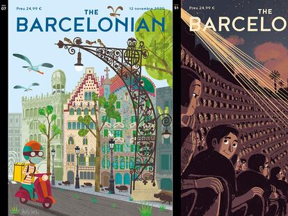 Portadas de 'The Barcelonian' de los ilustradores Sebastià Serra, Pep Montserrat y Xano Armenter.