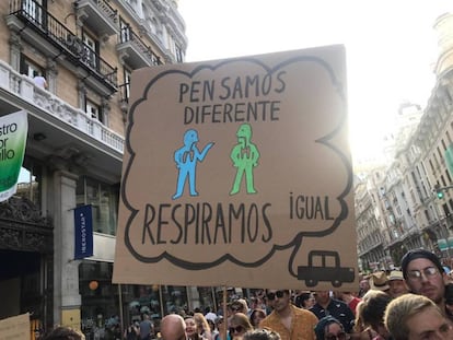 Una de las pancartas de la manifestación a favor de Madrid Central del pasado sábado: 