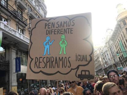 Una de las pancartas de la manifestación a favor de Madrid Central del pasado sábado: 