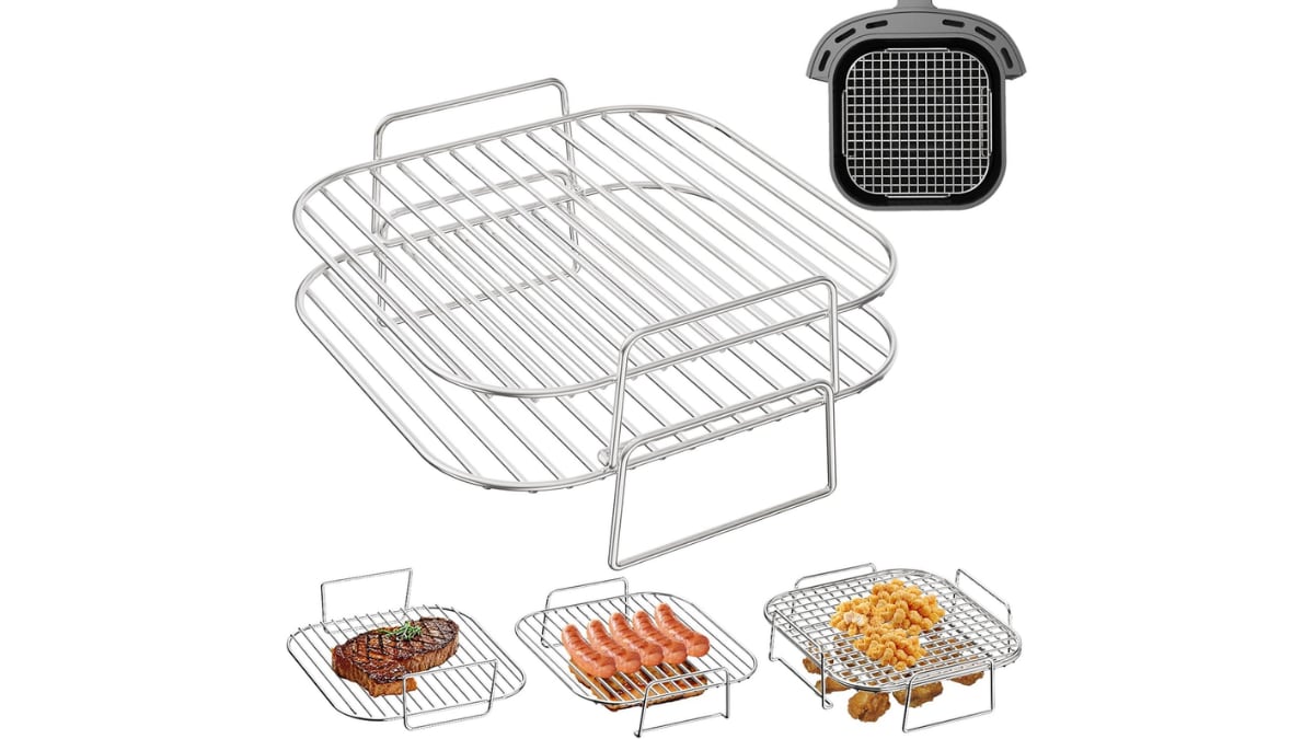Rejillas para separar los alimentos en la freidora de aire.