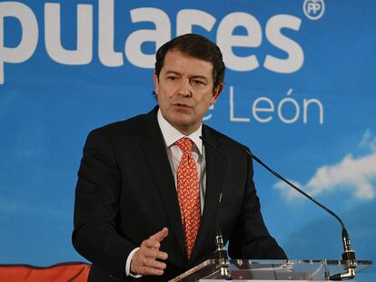 El presidente de la Junta de Castilla y León y presidente del PP regional, Alfonso Fernández Mañueco, este lunes.