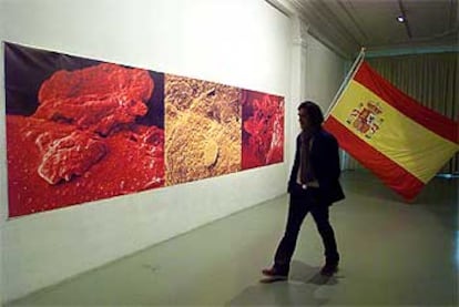 Aspecto de la pieza <i>SIPACO,</i> de Joan Fontcuberta, que incluye una bandera española.