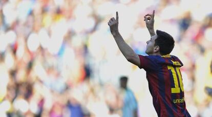 Messi, celebrando um gol.