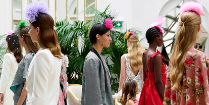 Algunas de las modelos del desfile de Jorge Vázquez, diseñador que desfiló el pasado miércoles en el OFF de MBFWM.