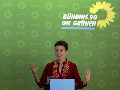 La líder de Los Verdes, Ska Keller, durante una rueda de prensa en Berlín, este lunes.