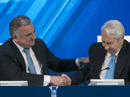 Javier Hernani, consejero delegado de BME, y Antonio Zoido, presidente.