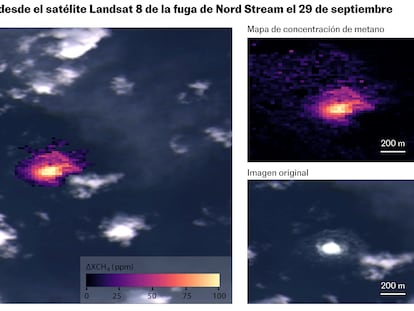 Detección de las fugas de metano en uno de los gasoductos Nord Stream a través de satélite realizada por los investigadores de la Universitat Politècnica de València.