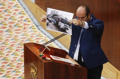 Pedro Rollán, durante una intervención en la Asamblea de Madrid.