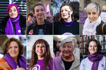 De izquierda a derecha empezando por la fila de arriba: Ana María Plaza, Sara Quintero, Icíar Carreira, Núria González, Adelaida Aranda, Anna Virginia García, Paquita Oliveres y Catalina Braña.