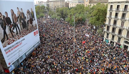 Concentración en la plaza Universitat, en Barcelona.