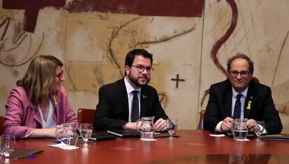 Elsa Artadi y Pere Aragonès, en la primera reunión del Govern.